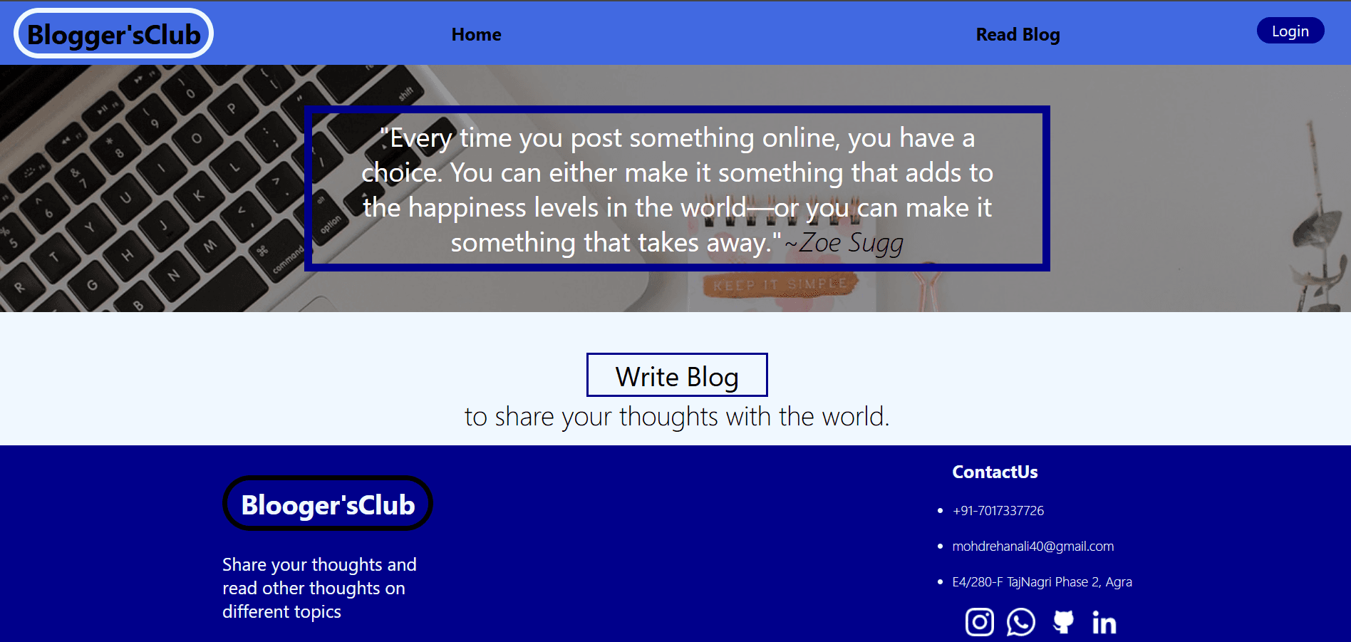 Blog post website